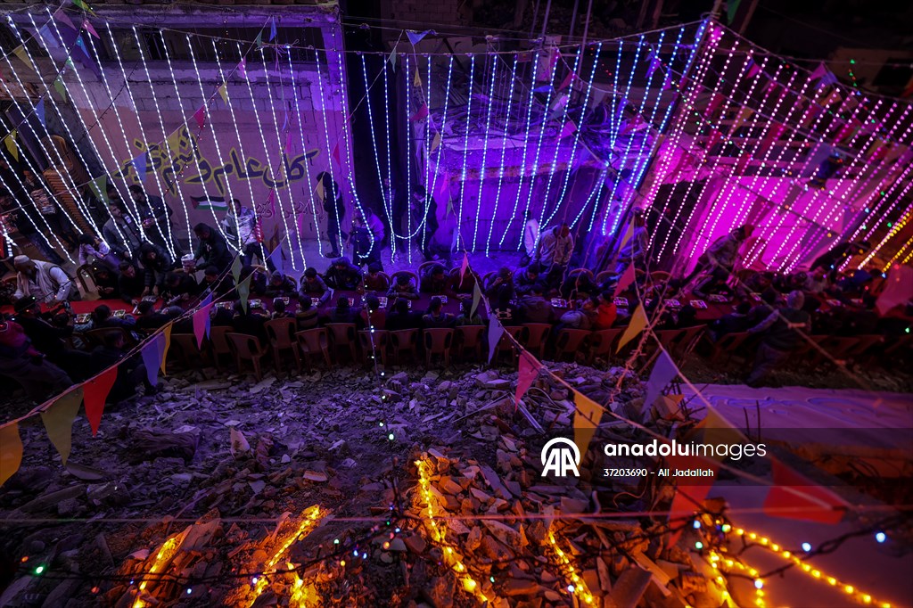 First sahur meal among the collapsed houses in Khan Yunis