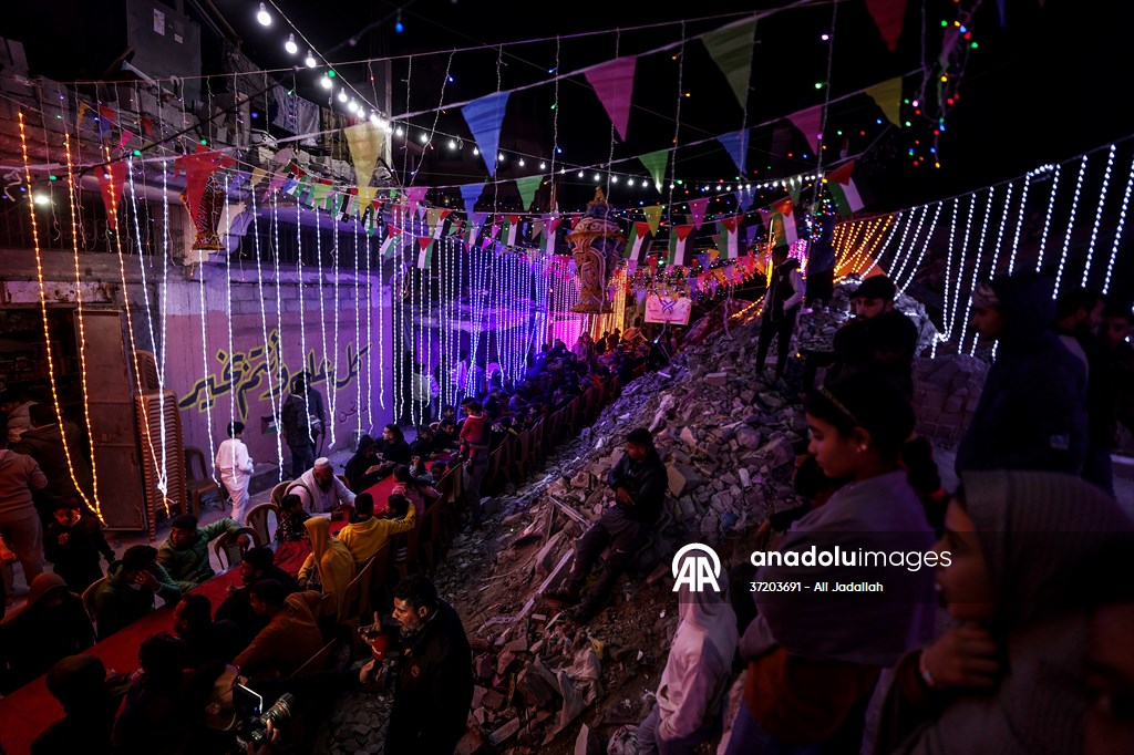 First sahur meal among the collapsed houses in Khan Yunis