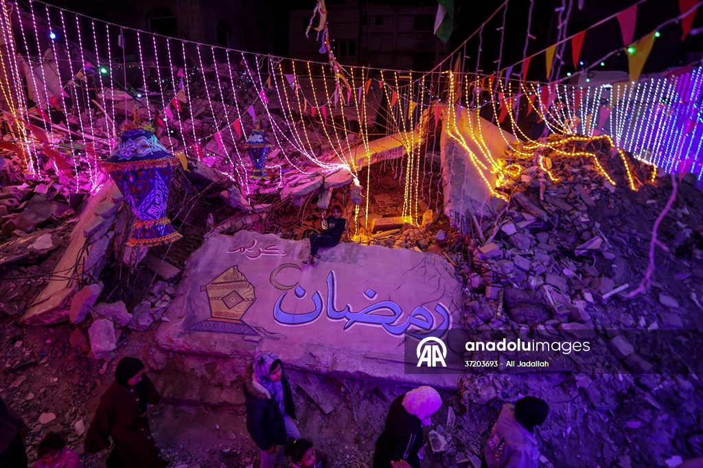 First sahur meal among the collapsed houses in Khan Yunis