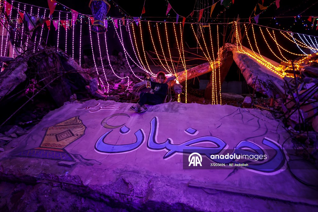 First sahur meal among the collapsed houses in Khan Yunis