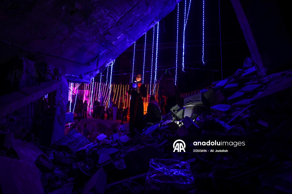 First sahur meal among the collapsed houses in Khan Yunis