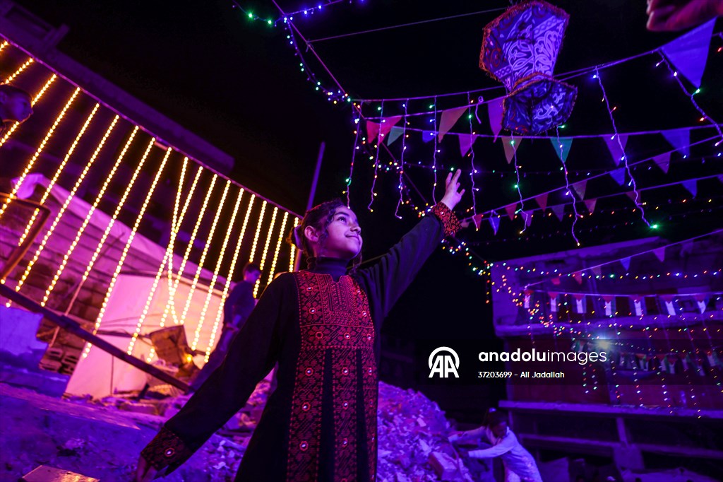 First sahur meal among the collapsed houses in Khan Yunis