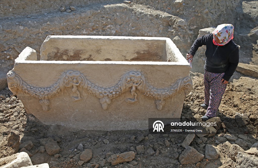 A 2,000-year-old sarcophagus was found in Stratonikeia Ancient City in Turkiye's Mugla