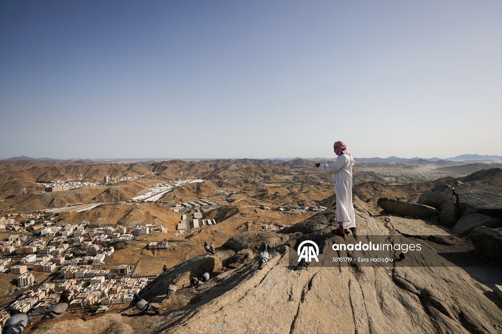 Muslim pilgrims climb the Jabal al-Nour to visit Hira Cave
