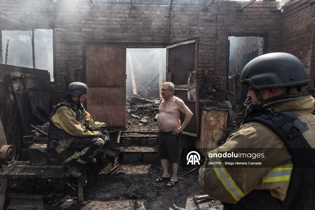 Aftermath of Russian drone strike on Kostiantynivka
