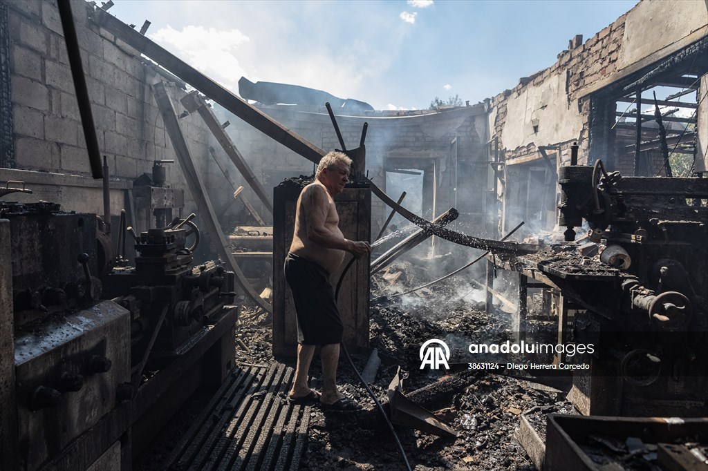 Aftermath of Russian drone strike on Kostiantynivka