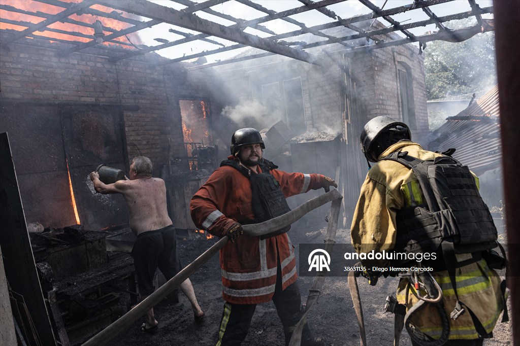Aftermath of Russian drone strike on Kostiantynivka