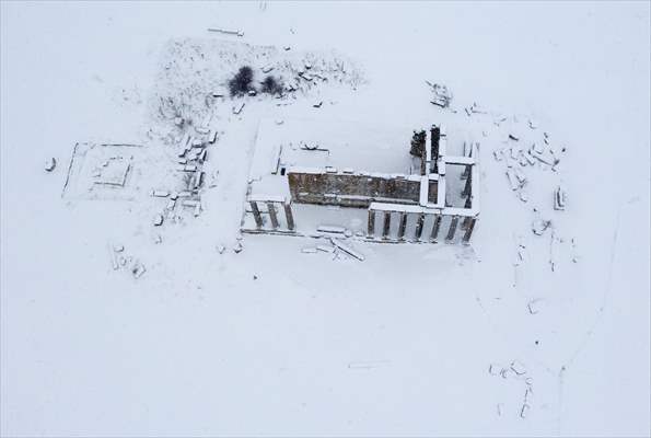 Aizanoi Antik Kenti beyaza büründü