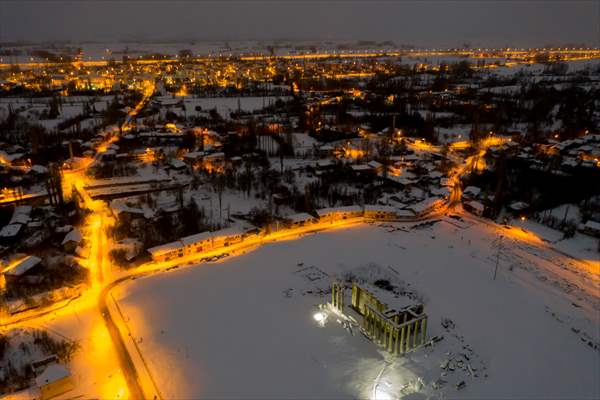 Aizanoi Antik Kenti beyaza büründü