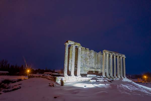 Aizanoi Antik Kenti beyaza büründü