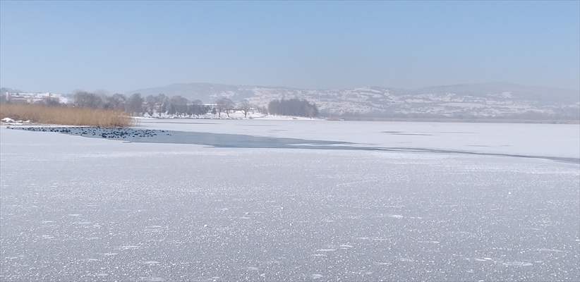 Bolu'da aşırı soğuk yüzünden çeşmeler dondu, Yeniçağa Gölü buz tuttu