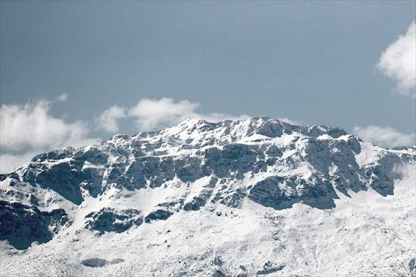 Snow covered Mount Anamas of Turkey's Konya