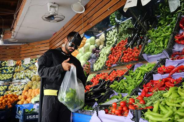 "Batman" costumed taxi driver in Turkey's Mersin