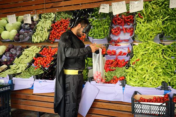 "Batman" costumed taxi driver in Turkey's Mersin