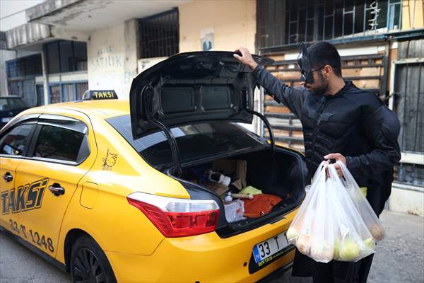 "Batman" costumed taxi driver in Turkey's Mersin