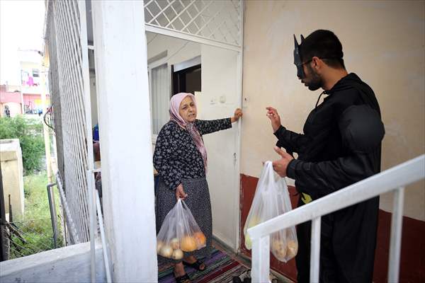 "Batman" costumed taxi driver in Turkey's Mersin