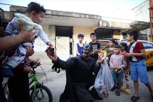 "Batman" costumed taxi driver in Turkey's Mersin