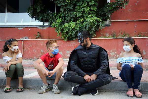 "Batman" costumed taxi driver in Turkey's Mersin