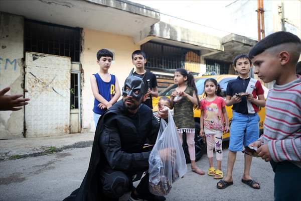"Batman" costumed taxi driver in Turkey's Mersin
