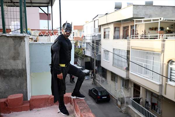"Batman" costumed taxi driver in Turkey's Mersin