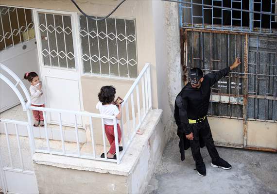 "Batman" costumed taxi driver in Turkey's Mersin