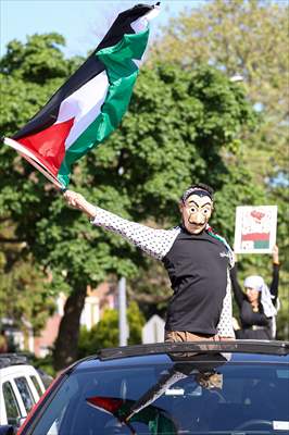 Free Palestine demonstrators gathered in NYC