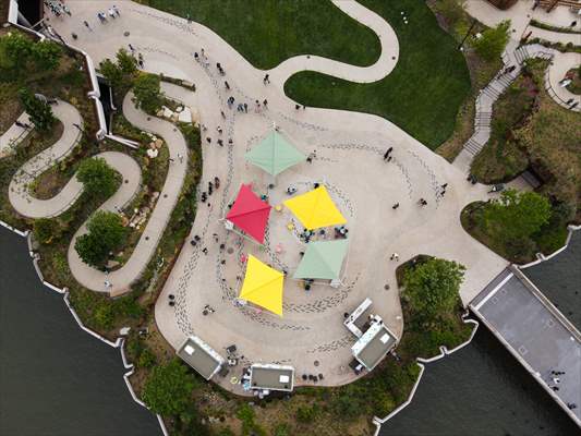 Aerial view of the Little Island in NYC