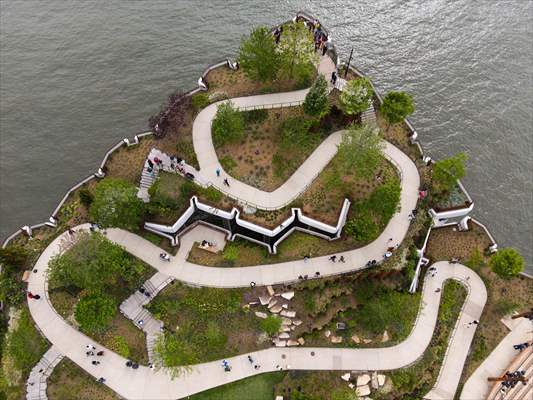 Aerial view of the Little Island in NYC