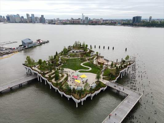 Aerial view of the Little Island in NYC