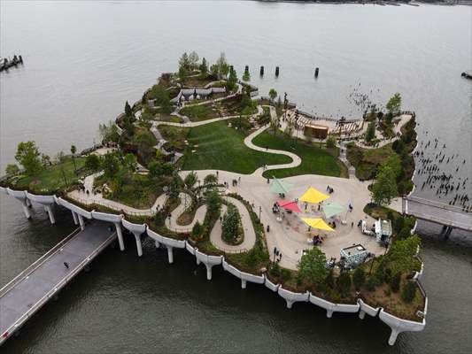 Aerial view of the Little Island in NYC