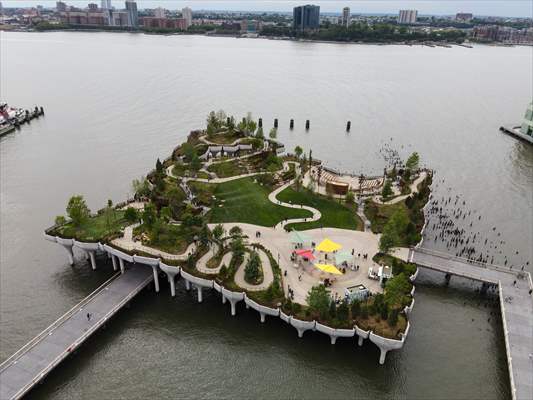 Aerial view of the Little Island in NYC