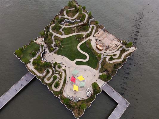 Aerial view of the Little Island in NYC