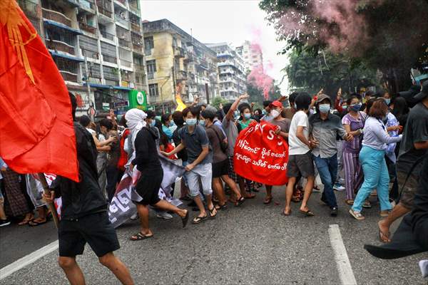 Protest against the military coup and anniversary of 1962 student protests in Myanmar