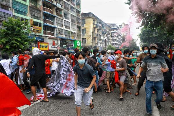 Protest against the military coup and anniversary of 1962 student protests in Myanmar