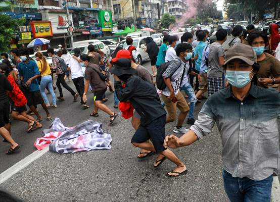 Protest against the military coup and anniversary of 1962 student protests in Myanmar