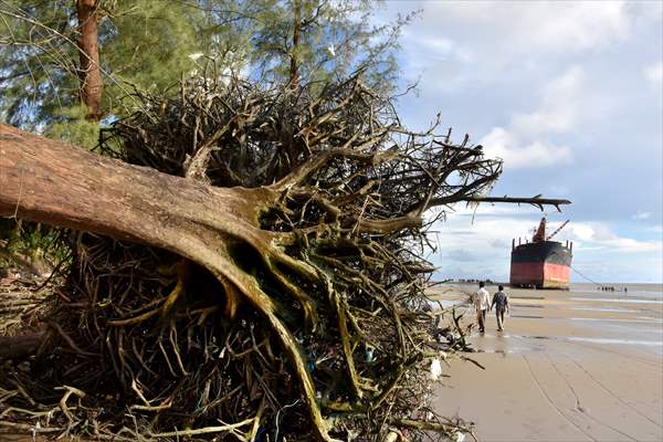 Coastal erosion on Anwara Beach in Bangladesh