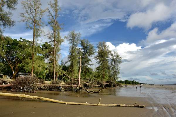 Coastal erosion on Anwara Beach in Bangladesh