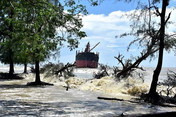 Coastal erosion on Anwara Beach in Bangladesh