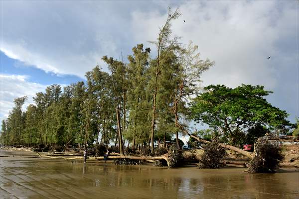 Coastal erosion on Anwara Beach in Bangladesh