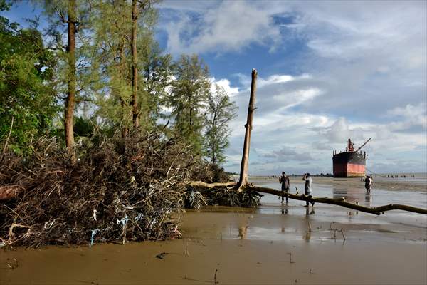 Coastal erosion on Anwara Beach in Bangladesh