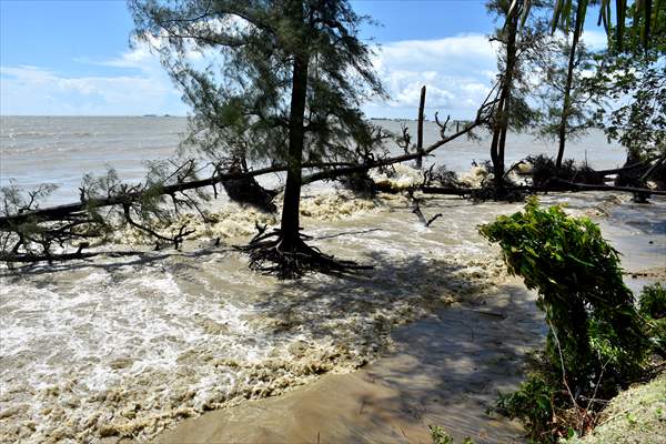 Coastal erosion on Anwara Beach in Bangladesh