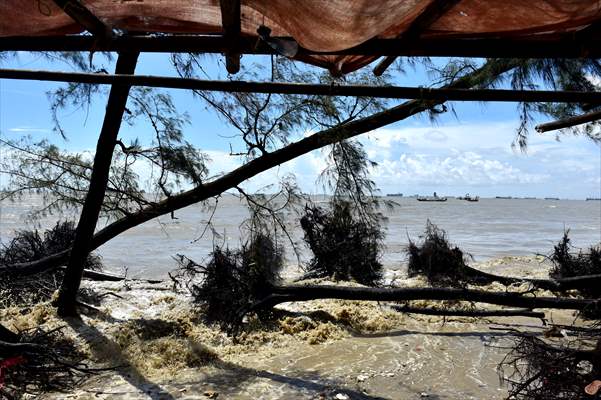 Coastal erosion on Anwara Beach in Bangladesh