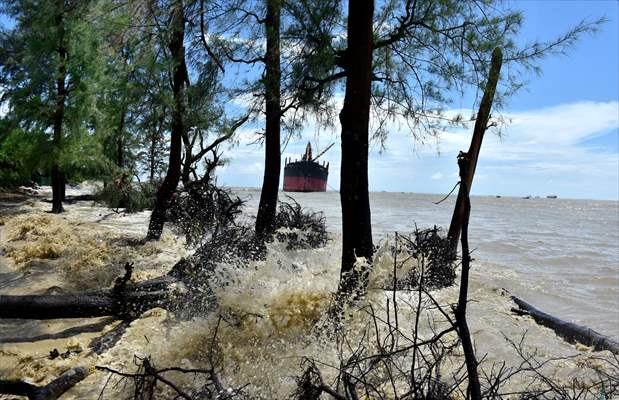 Coastal erosion on Anwara Beach in Bangladesh