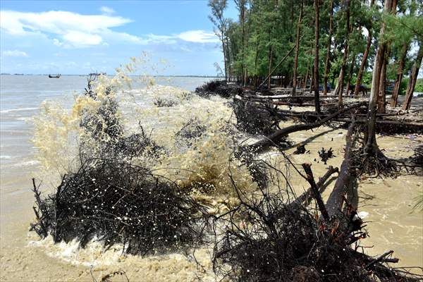 Coastal erosion on Anwara Beach in Bangladesh