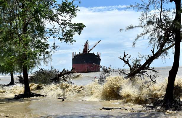 Coastal erosion on Anwara Beach in Bangladesh