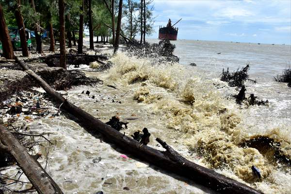 Coastal erosion on Anwara Beach in Bangladesh