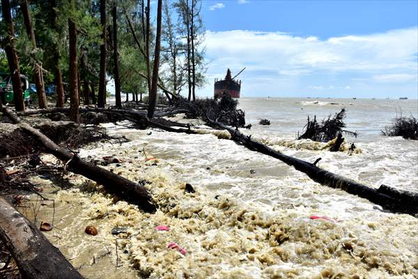 Coastal erosion on Anwara Beach in Bangladesh