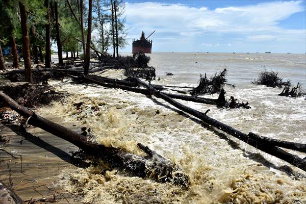 Coastal erosion on Anwara Beach in Bangladesh