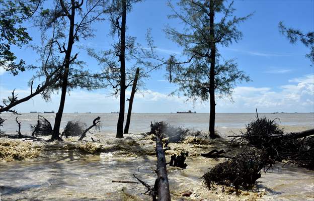 Coastal erosion on Anwara Beach in Bangladesh