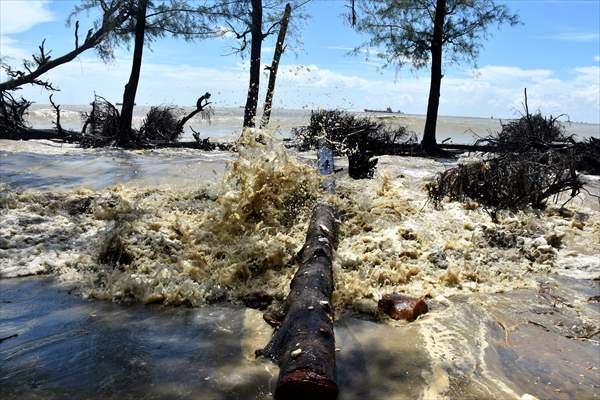 Coastal erosion on Anwara Beach in Bangladesh